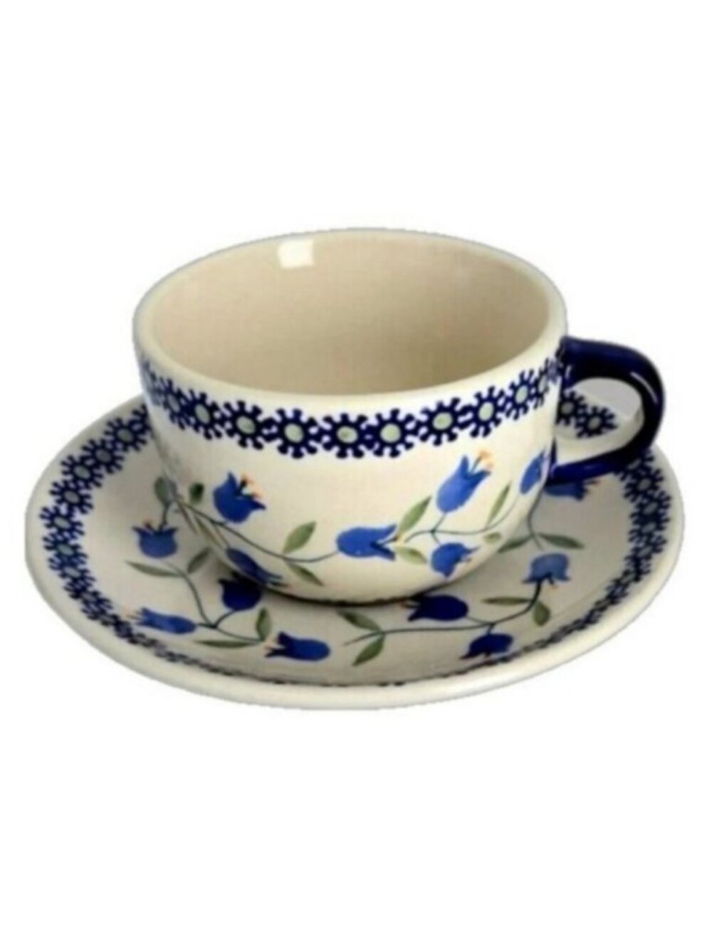 Authentic Vintage Boleslawiece Polish Pottery Cup & Saucer